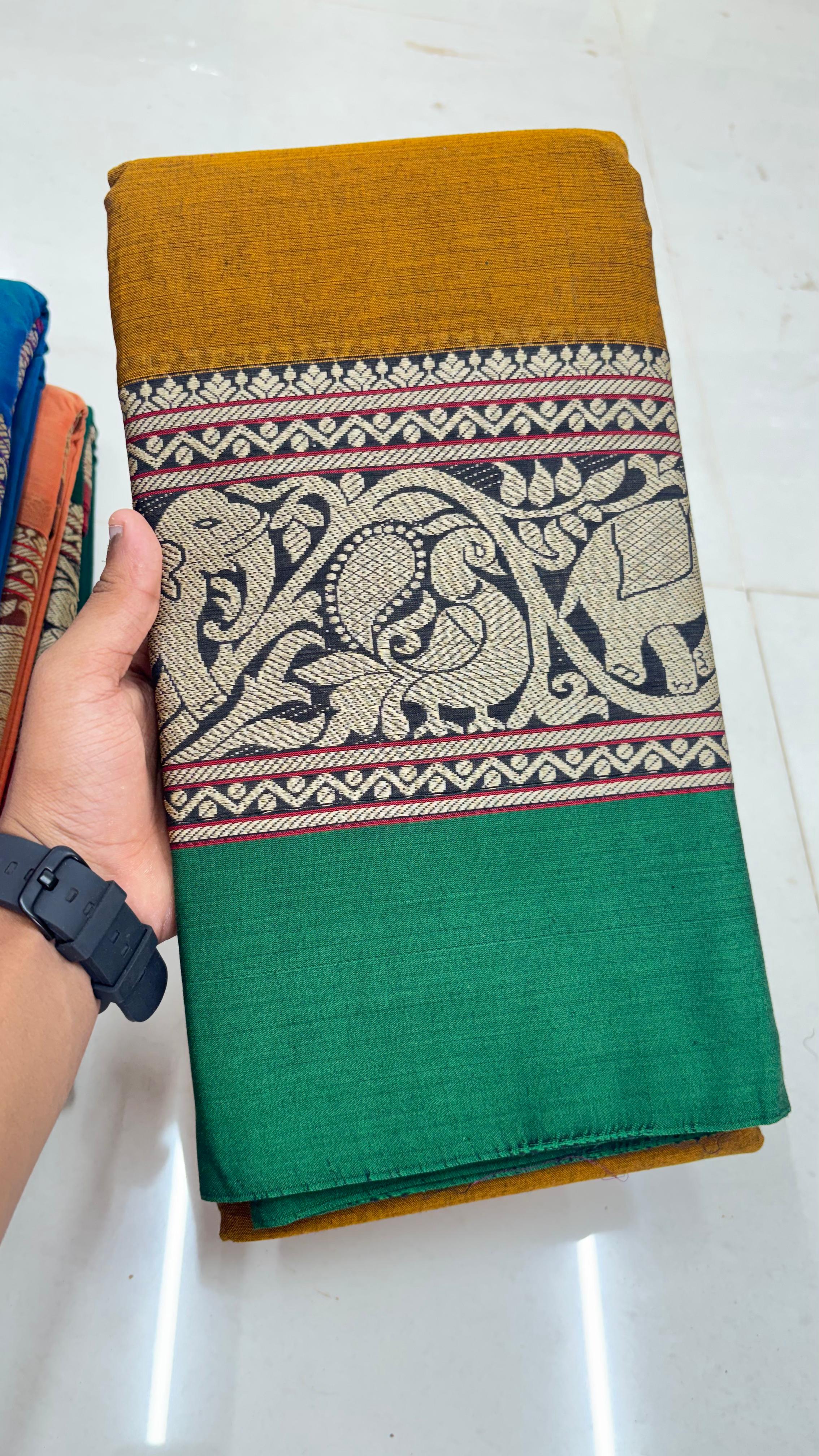 Tanvi Gold Jari Narayanpet Pure Cotton Saree